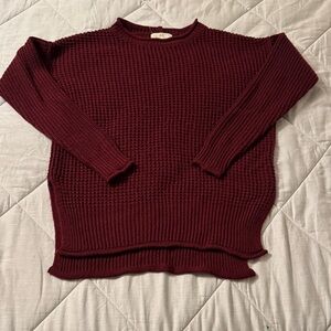 Elegant Burgundy Crew Neck Sweater